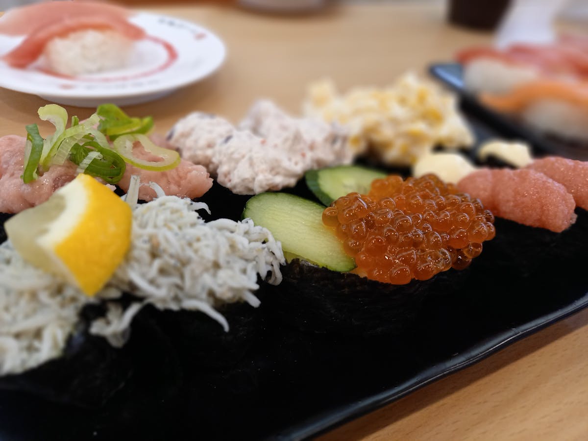 Assorted sushi platter - kaiten conveyor belt sushi Osaka