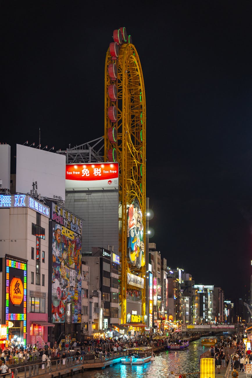 Dotonbori neon lights at night in Osaka - free entertainment for Osaka budget travel