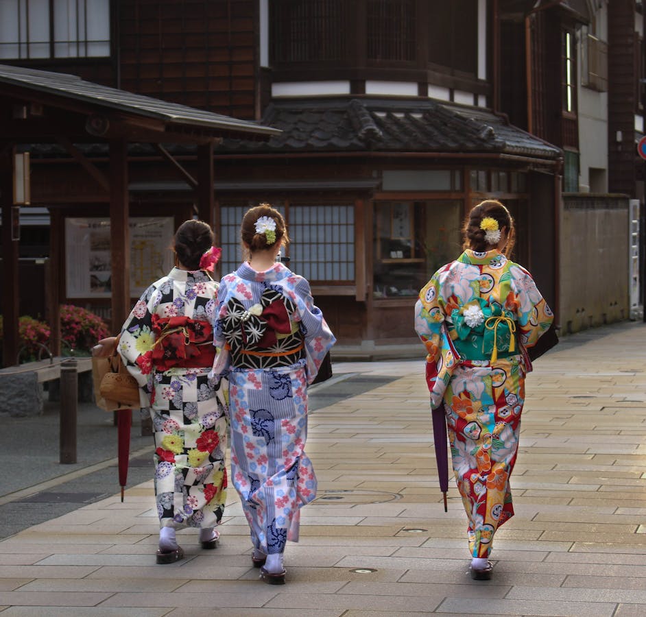 Women in colorful kimonos at a Japanese festival - Osaka summer festivals