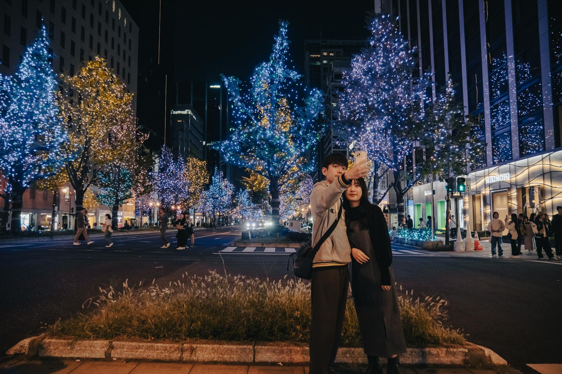 Winter illumination lights on Osaka street - best time to visit Osaka for light displays