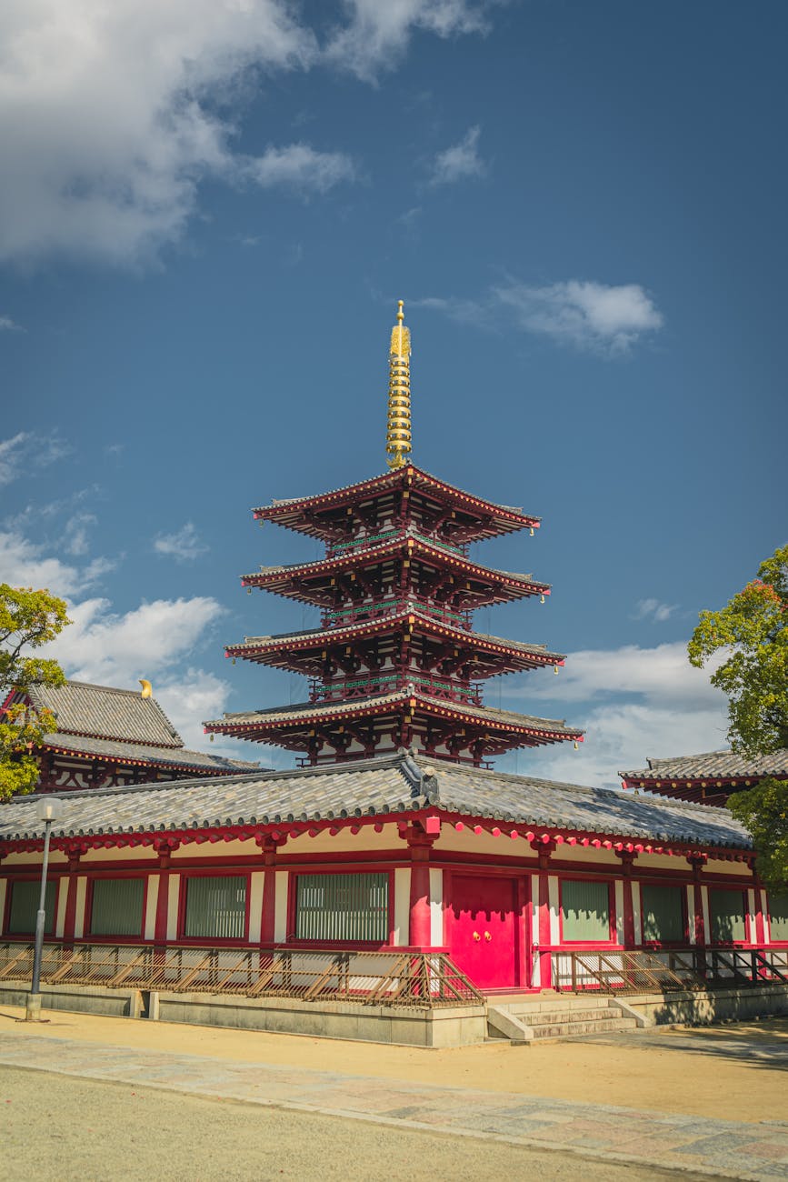 Shitennoji Temple five-story pagoda - one of the most iconic Osaka temples and shrines