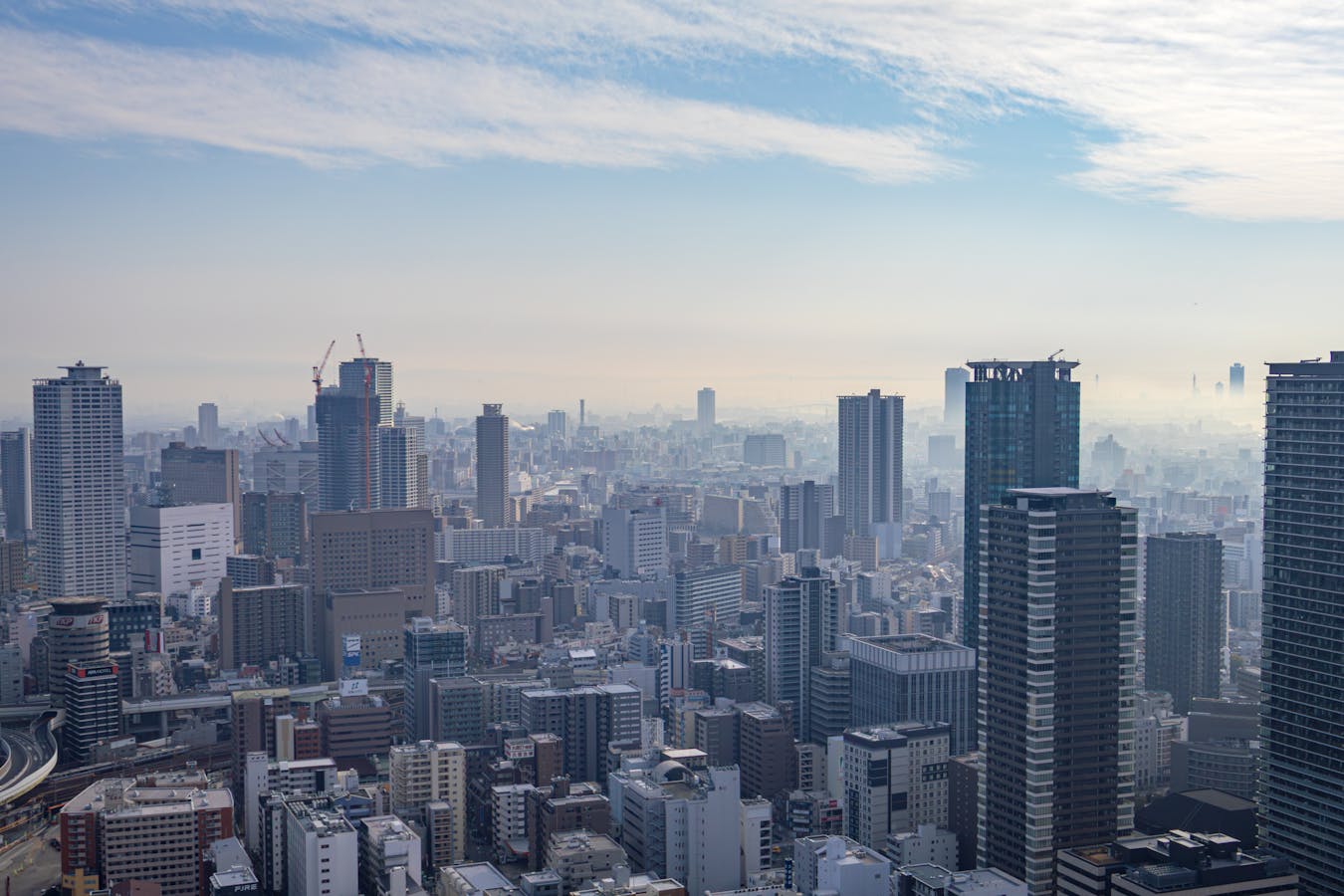 Aerial view of Osaka skyscrapers - Umeda hotels Osaka business district
