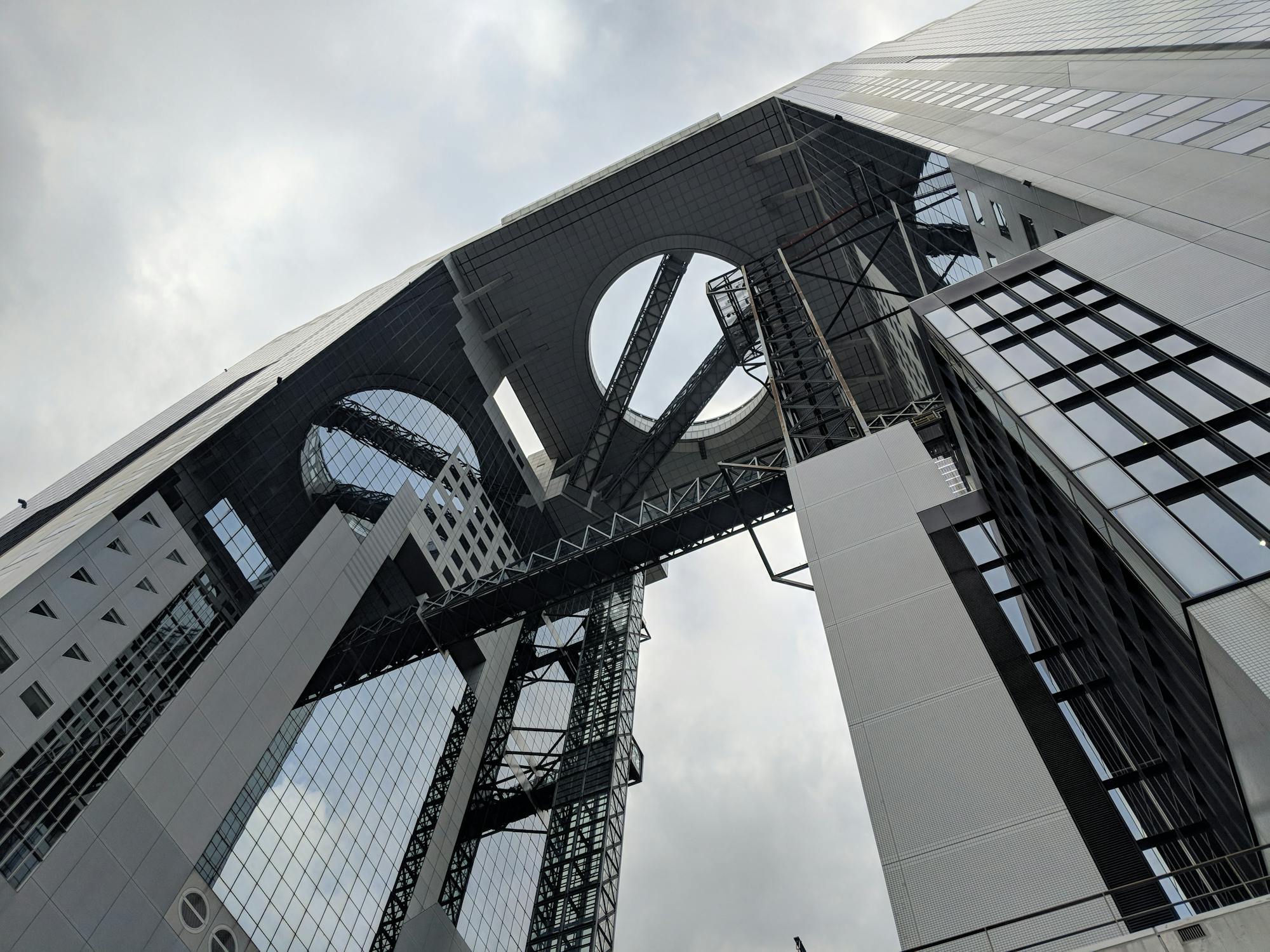 Umeda Sky Building, whose observatory is free with the Osaka Amazing Pass
