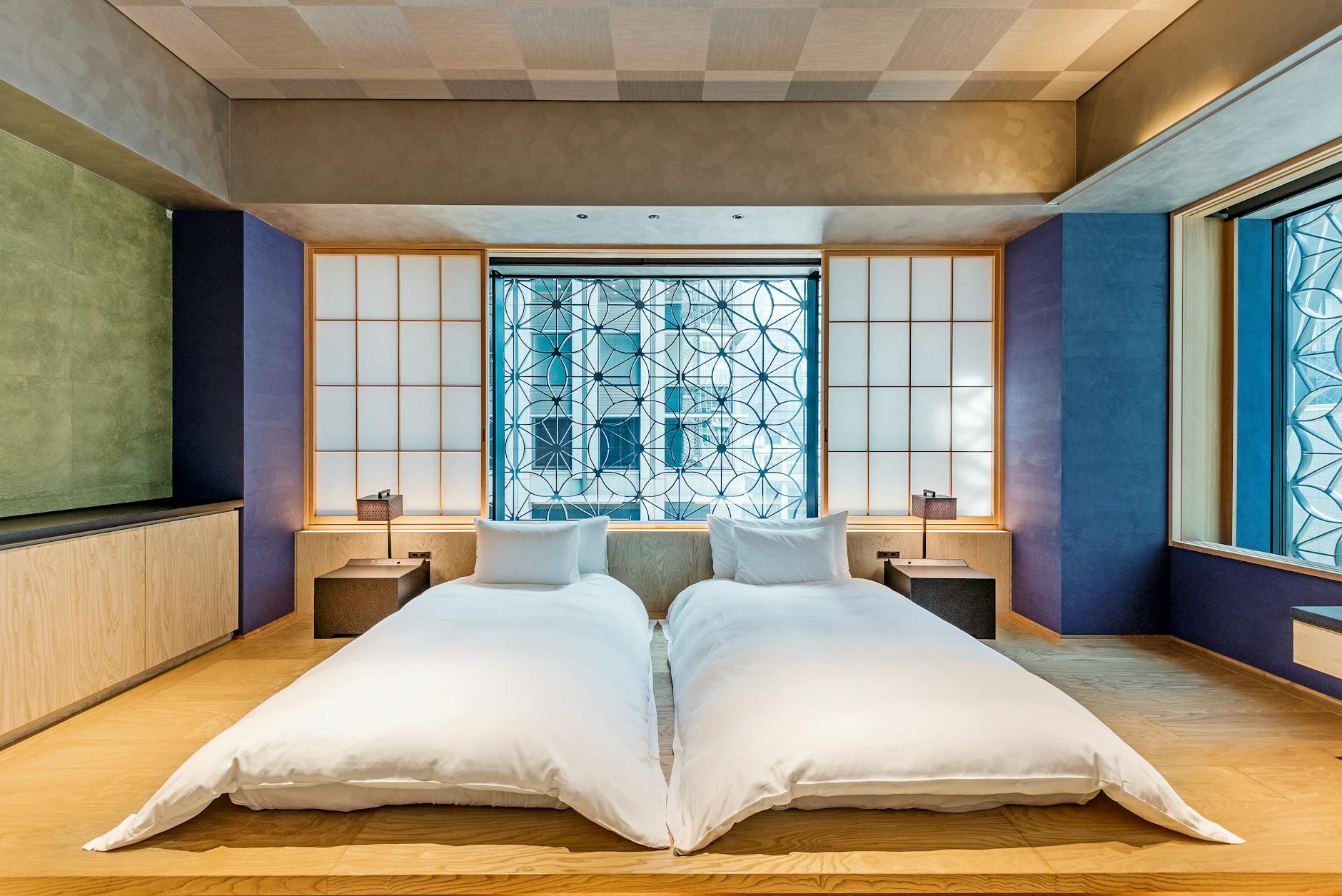 A compact modern hotel room interior typical of mid-range Namba hotels in Osaka