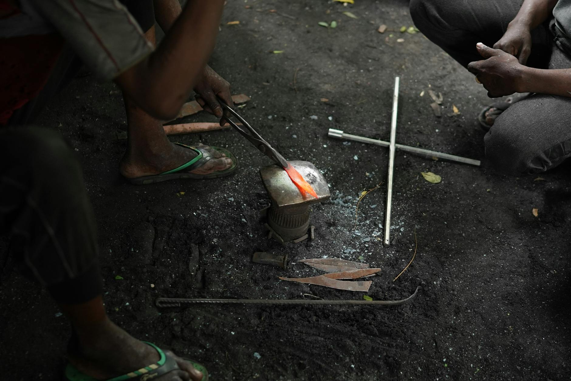 Blacksmiths working heated steel, the craft that built Sakai City Osaka over six centuries of knife-making