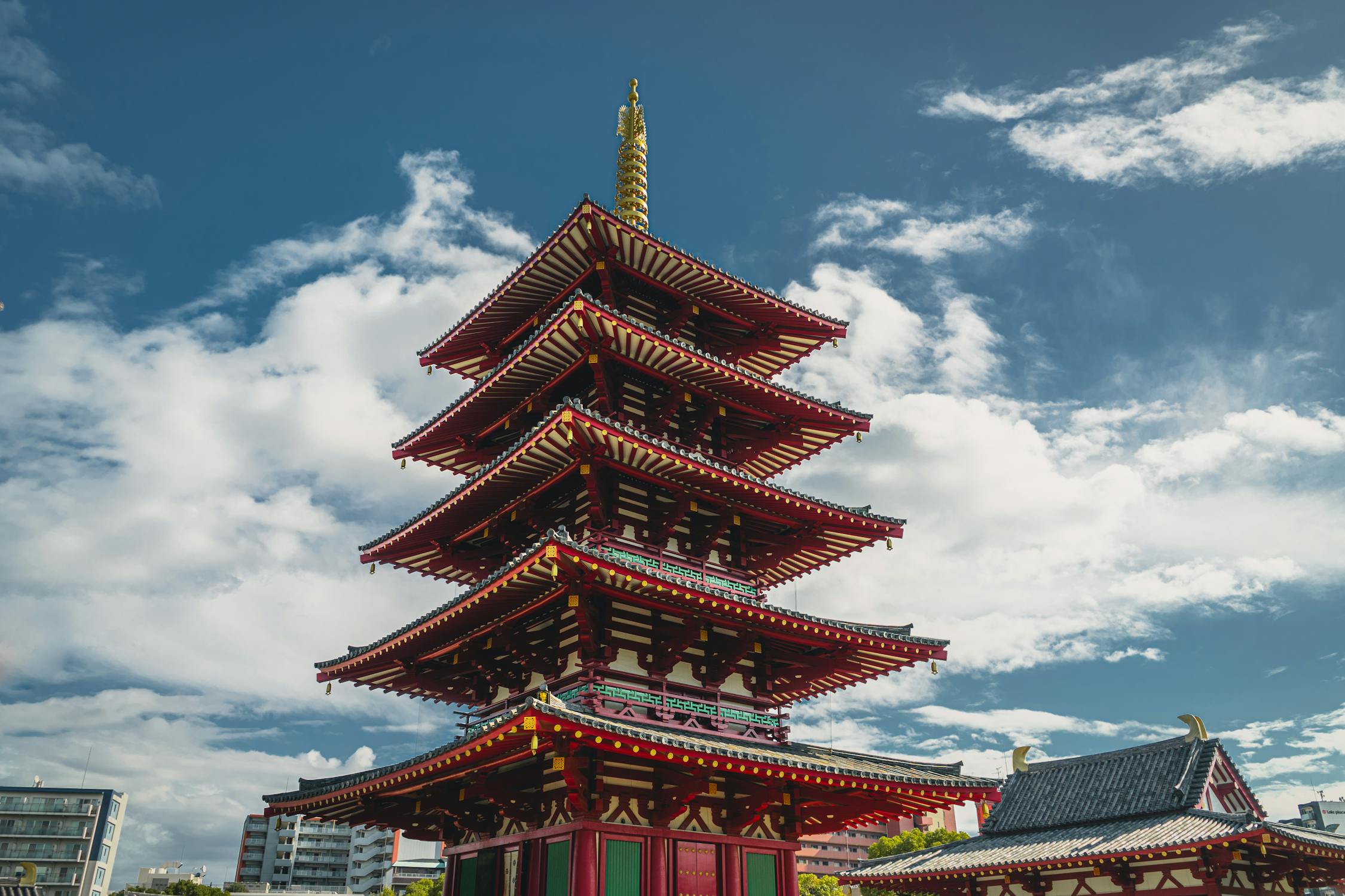 The five-story pagoda at Shitennoji Temple in Tennoji Osaka